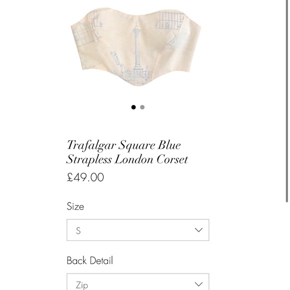Trafalgar Square Blue Strapless London Corset [S] - Picture 2 of 6